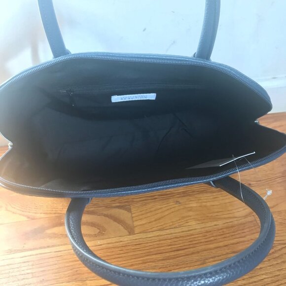 Kenneth Cole Signature Monogram Navy Blue Cruise Dome Satchel Purse Handbag Bag - Picture 10 of 11